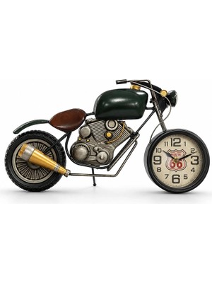 VeraGlobe Buğz Retro Motosiklet Tasarımlı Duvar Saati - Metal - 44X24 cm Dekoratif Obje