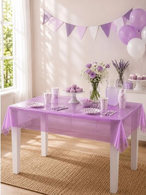 Parti Adresi Lila Plastik Masa Örtüsü – Parti ve Doğum Günü Masa ÖRTÜSÜ 120X180 cm
