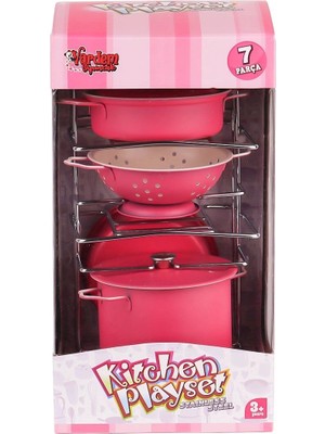 Fun And Market Buğz ATF-683G-6 Raflı Pembe Emaye Tencere Tava Seti 7 Parça -Vardem