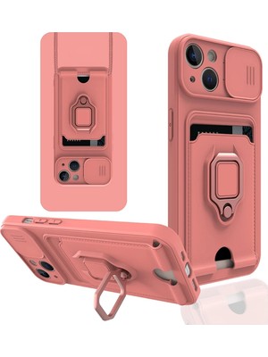 Muratech Newface Iphone 14 Kılıf Zuma Kartvizitli Yüzüklü Silikon - Pembe