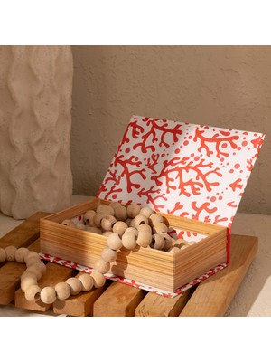 4nio Mercan Desenli Kitap Kutu - Renkli - 20X12 cm