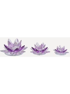Onemay Mor Kristal Lotus Çiçeği Seti (3'lü)