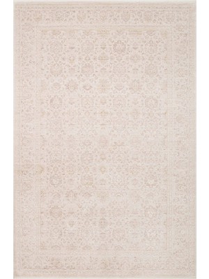 Cool Halı Leona Bej Krem Rengi Viskon Yumuşak Soft Modern Vintage Desenli Pati Dostu Salon Oturma Oda Halısı
