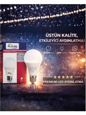 Elitled 15W Beyaz LED Ampul 10'lu Paket