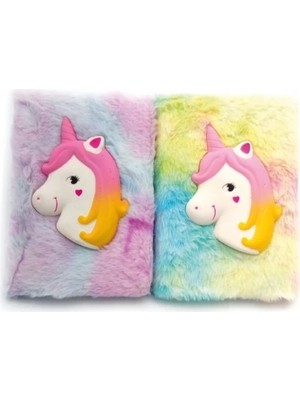 Fun And Market Buğz Kabartmalı Unicorn Tasarımlı Peluş Hatıra Defteri