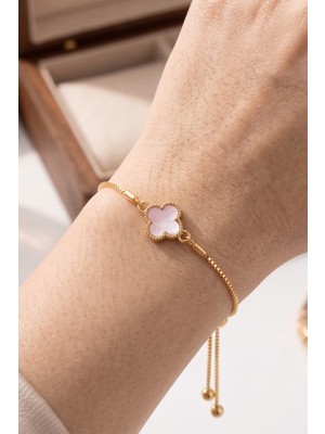 Aurrari Gold Pembe Taşlı Asansör Bileklik
