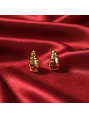 Sedosh Home Vision Deniz Kabuğu Figürlü Gold Paslanmaz Çelik Vidalı Küpe 3,5 cm