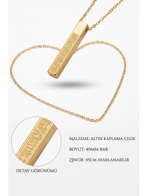 Aurrari Gold Ayetel Kürsi Cubuk Çelik Kolye
