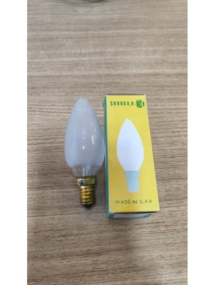 Shahbaa E14 Ince Duy 25 Watt Klasik Akkor Mum Ampul - Avize Için Dekoratif Buzlu Sarı Işık