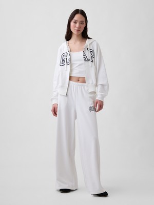 Gap Kadın Beyaz Gap Logo Fransız Havlu Kumaş Wide-Leg Jogger Eşofman Altı