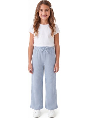 Onloox Kız Karışık Renk Jakarlı Örme Geniş Paça Regular Beli Lastikli Fiyonk Detaylı Pantolon (4-6 Yaş)