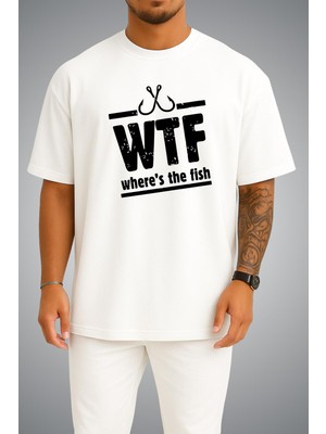 Bahriyeli Collection Oversize Wtf - Where Is The Fish Göğüs Baskılı Unisex T-Shirt