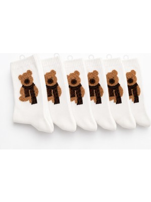 Çocuk İşleri Soft Teddy Ayıcık Desenli Unisex Pamuklu Soket Çorap 6’lı Paket (36-40)