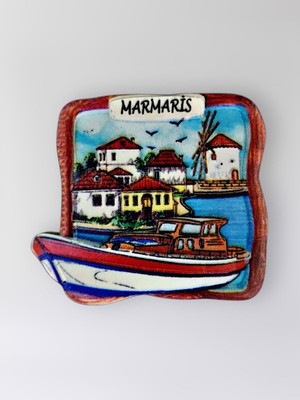 Mundy Marmaris Polyester Kabartmalı Magnet 7 x 6 cm Dekoratif Hediyelik Buzdolabı Süsü (KOD:1456)