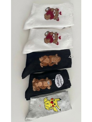 Çocuk İşleri Karakter Desenli Unisex Pamuklu Soket Çorap 5’li Paket (36-40)