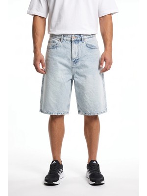 Respire Erkek Washed Jean Şort Buz Mavi