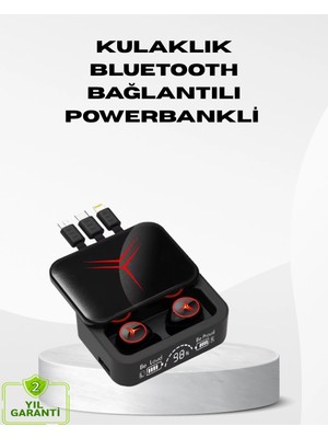 Mercansa Powerbank Özellikli Bluetooth Kablosuz Kulaklık – Dokunmatik Kontrol, Uzun Pil Ömrü, Ergonomik Tasarım