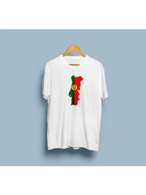 Oversize Portekiz / Portugal Haritası Tasarım Unisex T-Shirt