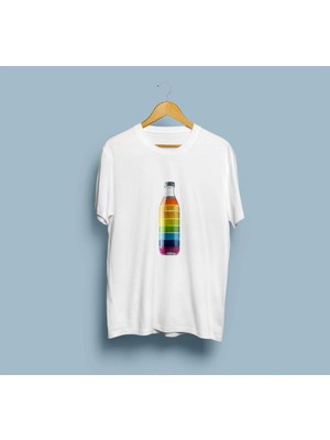 Oversize Renkli / Gökkuşağı Pet Şişe Tasarım Unisex T-Shirt