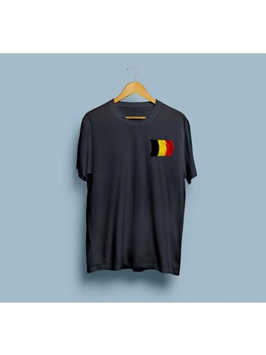 Oversize Belgium / Belçika Logolu Cep Tasarım Unisex T-Shirt