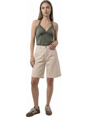 Loft High Waist Ekru Kadın Kapri LF2042811