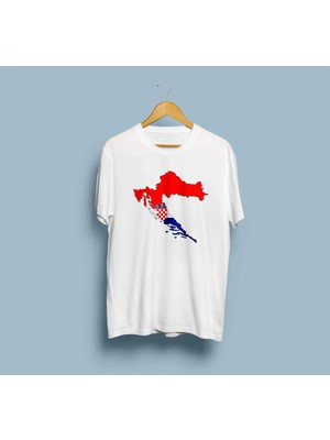 Oversize Crotia / Hırvatistan Haritası Tasarım Unisex T-Shirt