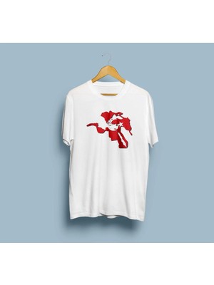 Oversize Osmanlı Imparatorluğu Haritası Baskılı Unisex T-Shirt