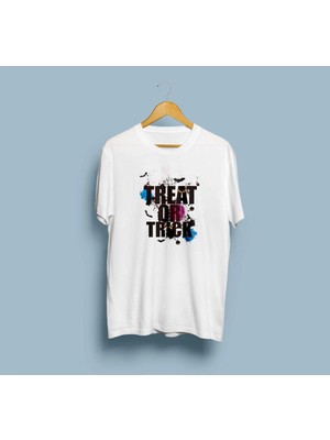 Oversize Treat Or Trick Yazısı Tasarım Unisex T-Shirt