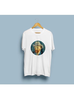 Oversize Van Gogh Şapkalı Portre Tasarım Unisex T-Shirt