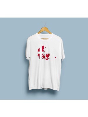 Oversize Denmark / Danimarka Haritası  Tasarım Unisex T-Shirt