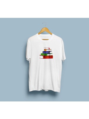Oversize Kitaplar Baskılı Unisex T-Shirt