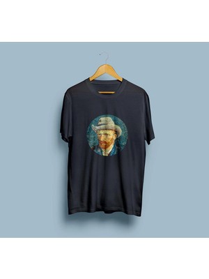 Oversize Van Gogh Şapkalı Portre Tasarım Unisex T-Shirt