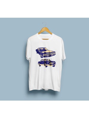Oversize Araba Çıkartmaları Baskılı Unisex T-Shirt