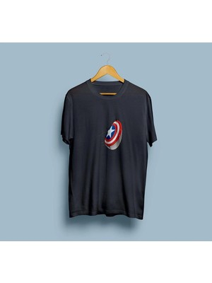 Oversize Kaptan Amerika Kalkanı Tasarım Unisex T-Shirt