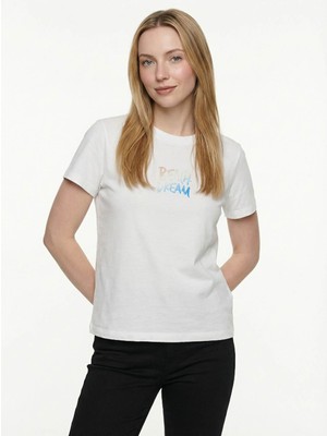 Loft Kısa Kol Ekru Kadın T-Shirt LF2042222