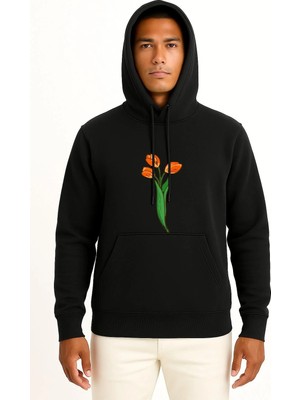 Bahriyeli Collection Kapüşonlu Hollanda Lale Göğüs Baskılı Unisex Sweatshirt