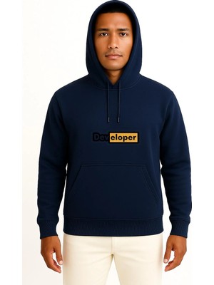 Bahriyeli Collection Kapüşonlu Developer Yazılımcı Göğüs Baskılı Unisex Sweatshirt