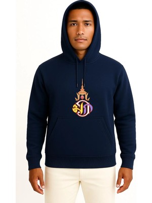Bahriyeli Collection Kapüşonlu Monarşi Tayland Bayrağı Tayland Crown Prince Göğüs Baskılı Unisex Sweatshirt