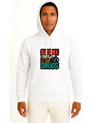 Bahriyeli Collection Kapüşonlu Drift Lastik Yakma Araba Göğüs Baskılı Unisex Sweatshirt