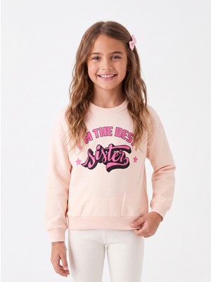 Onloox Kız Çocuk Krem Pamuklu Iki Iplik Bisiklet Yaka Uzun Kollu Regular Baskılı Sweatshirt (11 Yaş)