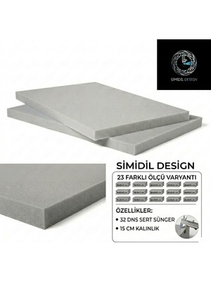 Simidil Design 32 Dns Sert 15 cm Kalınlık Yüksek Yoğunluklu 23 Ölçü Seçenekli-Yatak, Koltuk ve Minder Süngerleri