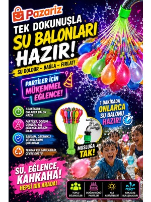 Pazariz Oyuncak Su Balonu ve Su Balon Sihirbazı Doldurma Aparatı Sayesinde Su Balonlarını Tek Seferde Kolayca Doldurun Yaz Partileri, Doğum Günleri ve Açık Hava Oyunları Için Idealdir