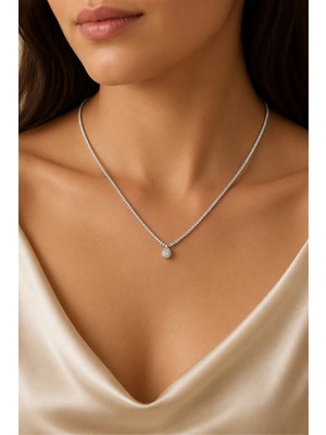 LES PETITES MAINS Drop Necklace Tek Taş Damla Kolye | Şık El Yapımı Bijuteri Kadın Kolyesi
