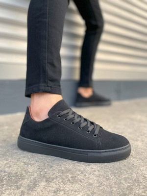 JET-122 Mode Bağcıklı Süet Erkek Günlük Sneaker Ayakkabı Sst - Siyah