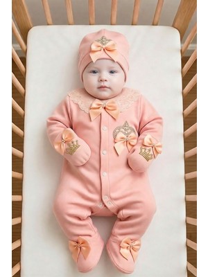 Waffle Baby 6-9 Ay Bebek Tulum Takımı 3 Parça Yenidoğan Bebek Hastane Çıkış Seti