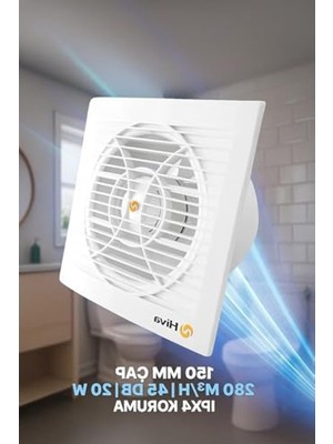 Die Grup 280 M³/h Debi ile 45 Db Sessiz Banyo Aspiratörü, Su Sıçrama Koruması