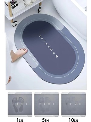 lawrenceshop Sihirli Su Emici Banyo Paspası Kuru Zeminde Kaymaz Tabanlı Abdest Paspası 3,5 mm 40X60