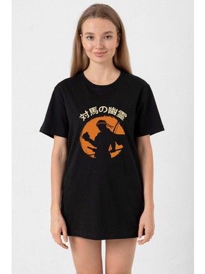 Ghost Of Tsushima The Island Japanese Siyah Kadın Oversize Tshirt