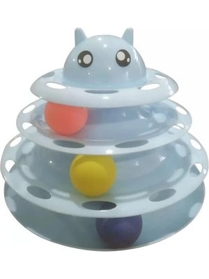 Die Grup Dayanıklı Kaymaz Kauçuk Pedli Kedi Oyuncağı Mavi 3 Katlı 19,5 cm x 24 cm