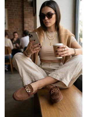 Bambi Kahve  Kadın Loafer Ayakkabı K01503727102